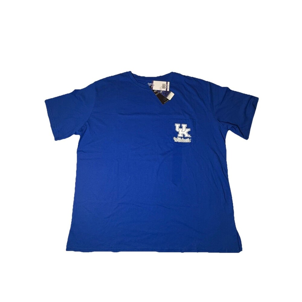 NWT Kentucky Wildcats T Shirt Mens XXL Blue NCAA Graphic Pocket Tee Double Sided
